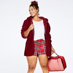 Victoria's Secret Pink Open Front Sherpa Cardigan, Size OS, Burgundy